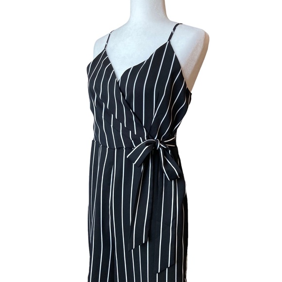 Revamped Pants - Revamped Women's black and white striped spaghetti strap jumpsuit, Sz S
